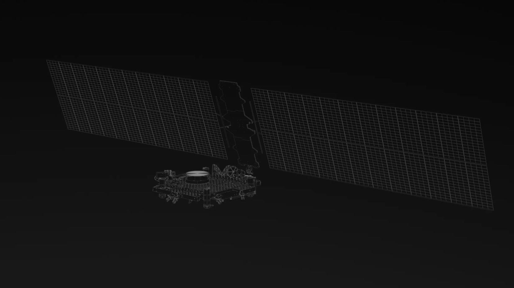 Wireframe of SpaceX's Starshield satellite