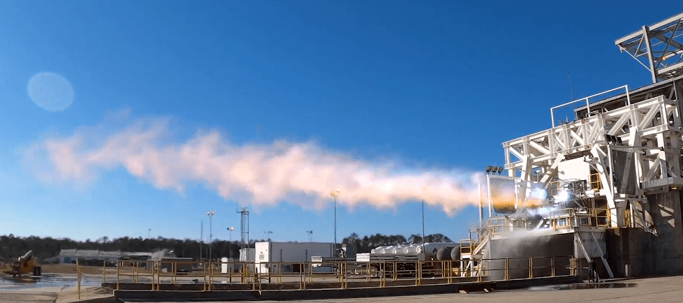 Aeon-R Thrust Chamber on Test Stand at NASA Stennis